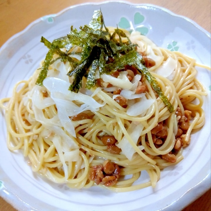 納豆新玉ねぎパスタ